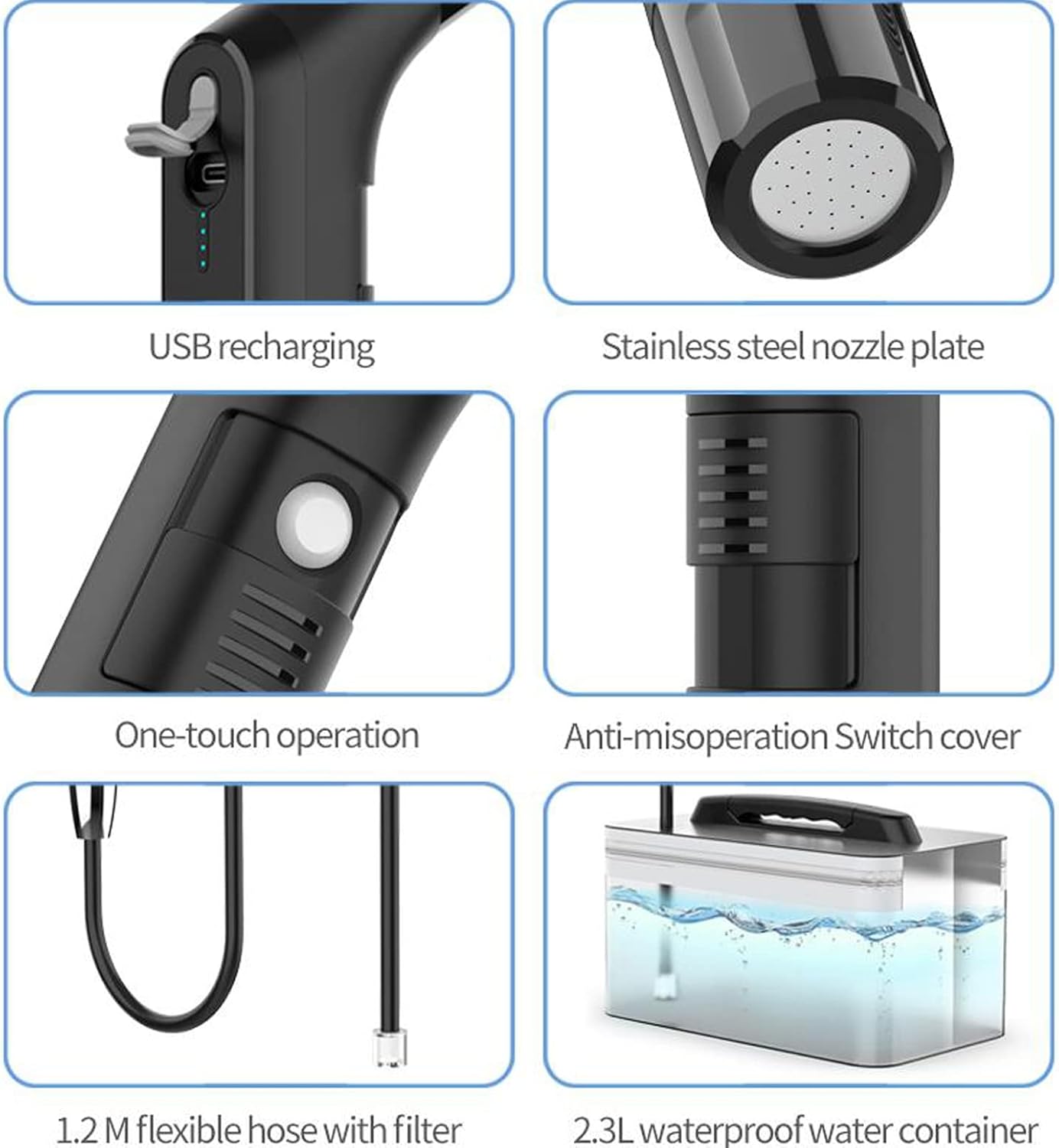 Portable Electric Travel Bidet – Rechargeable Handheld Personal Sprayer (2.3L Tank, 2-Speed Pressure)