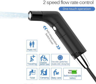 Portable Electric Travel Bidet – Rechargeable Handheld Personal Sprayer (2.3L Tank, 2-Speed Pressure)