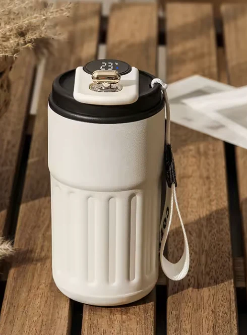 Portable Coffee Mug – Stainless Steel Thermos with Smart LED Temperature Display (450ml)