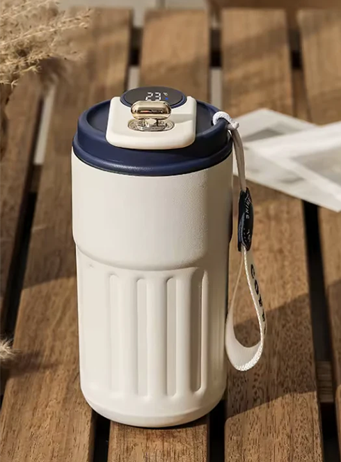 Portable Coffee Mug – Stainless Steel Thermos with Smart LED Temperature Display (450ml)