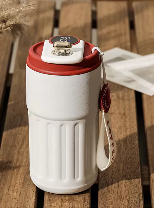 Portable Coffee Mug – Stainless Steel Thermos with Smart LED Temperature Display (450ml)