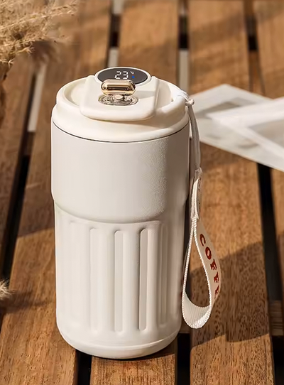 Portable Coffee Mug – Stainless Steel Thermos with Smart LED Temperature Display (450ml)